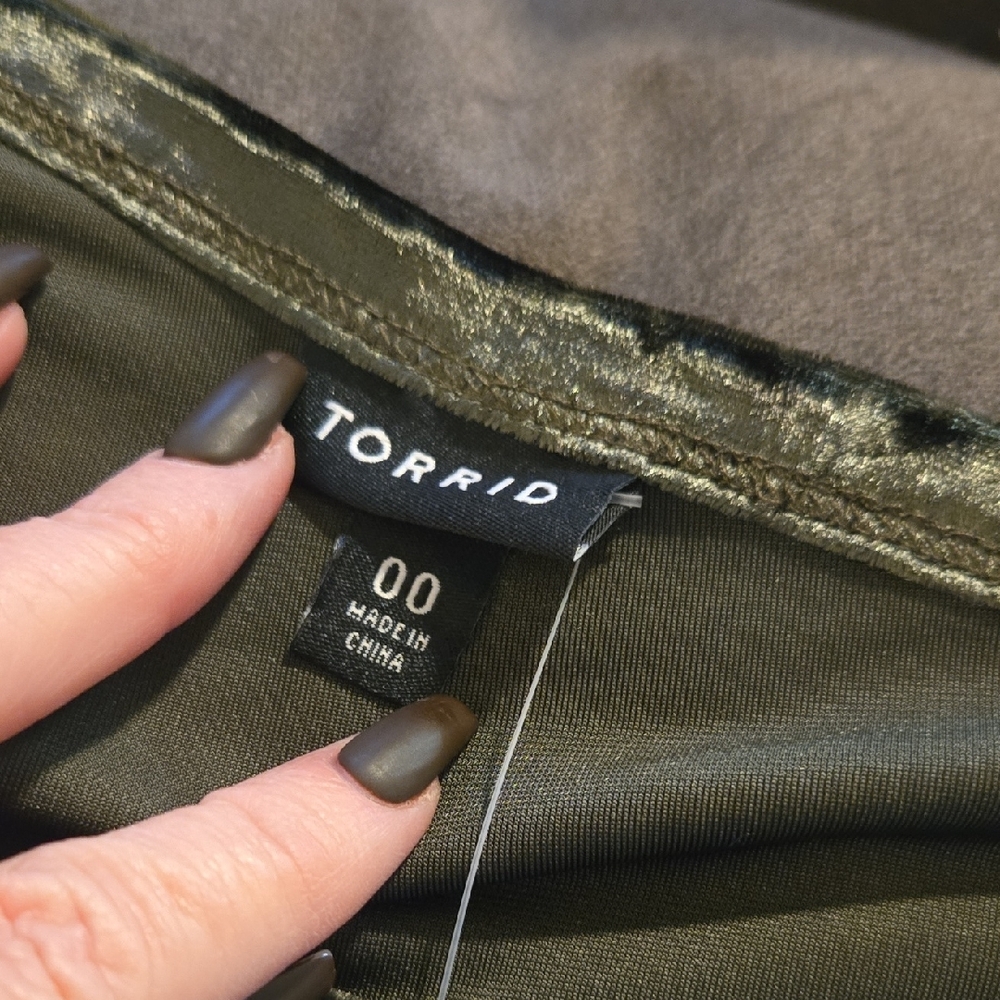 Torrid Olive Velvet Tunic - Picture 2 of 4